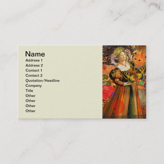 牡羊座オレンジ色の女性:ゴシック様式のラムアンティークアートコラージュ 名刺 (正面)