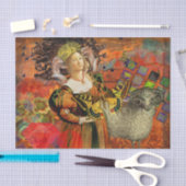 牡羊座オレンジ色の女性:ゴシック様式のラムアンティークアートコラージュ 薄葉紙 (クラフト)