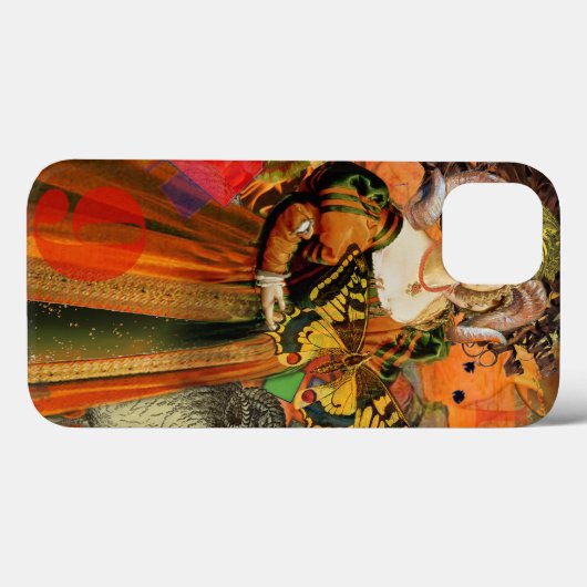 牡羊座オレンジ色の女性：ゴシック様式のラムアンティークアートコラージュ Case-Mate iPhoneケース (裏面 (横))