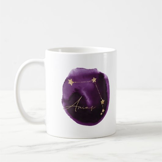 牡羊座カスタム贈り物〔占星術の〕十二宮図マグカップ星座マグカップ コーヒーマグカップ (左)