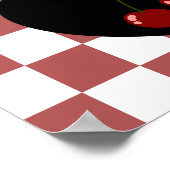 牡羊座ゴシックエステティック市松模様にさくらんぼアート ポスター (角)