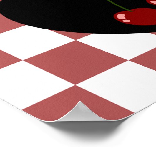 牡羊座ゴシックエステティック市松模様にさくらんぼアート ポスター (角)