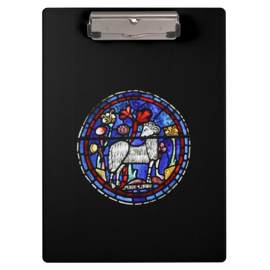 牡羊座ゴシック色ステンドグラス窓クリップボード クリップボード (正面)