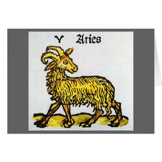 牡羊座ゴールデンラム、〔占星術の〕十二宮図のヴィンテージシンボルや象徴 (正面横)