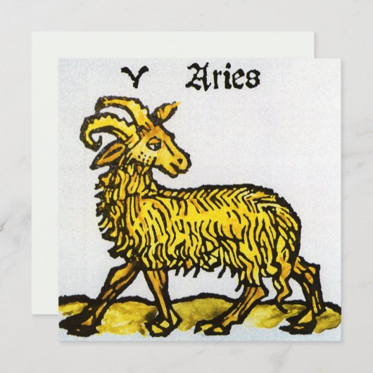 牡羊座ゴールデンラム、〔占星術の〕十二宮図のヴィンテージシンボルや象徴 (正面/裏面)