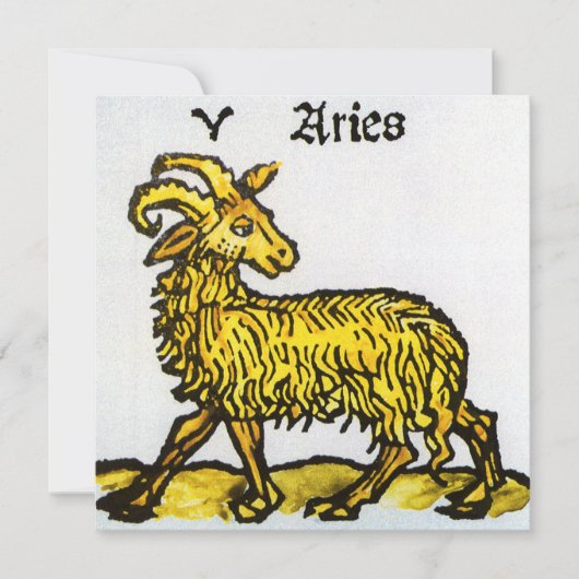 牡羊座ゴールデンラム、〔占星術の〕十二宮図のヴィンテージシンボルや象徴 (正面)