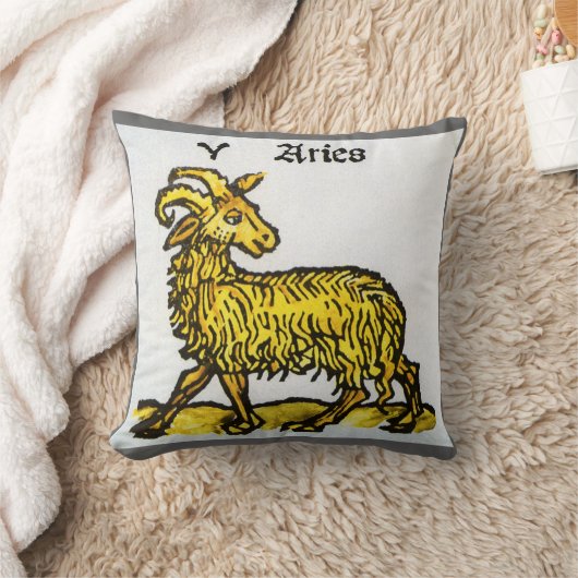 牡羊座ゴールデンラム、〔占星術の〕十二宮図のヴィンテージシンボルや象徴 クッション (ブランケット)