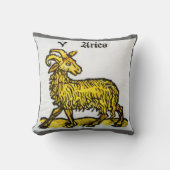 牡羊座ゴールデンラム、〔占星術の〕十二宮図のヴィンテージシンボルや象徴 クッション (正面)