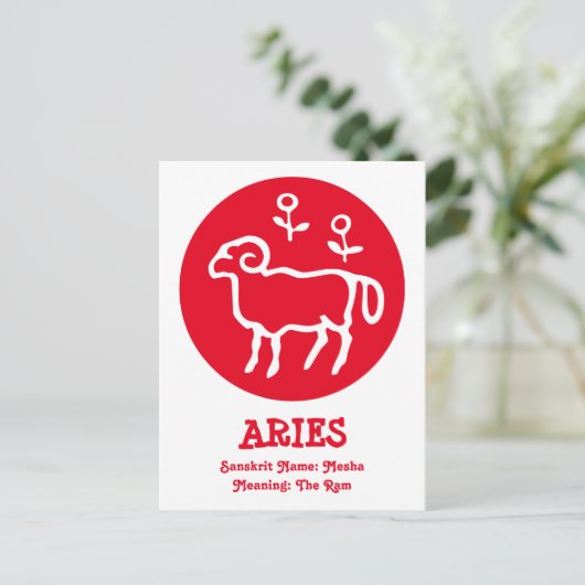 牡羊座サンスクリットハガキ ポストカード (スタンド正面)
