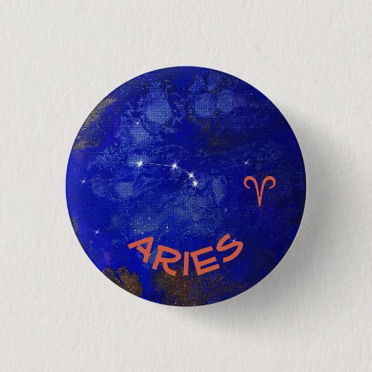 牡羊座バッジ、〔占星術の〕十二宮図占星術バッジ 缶バッジ (正面)