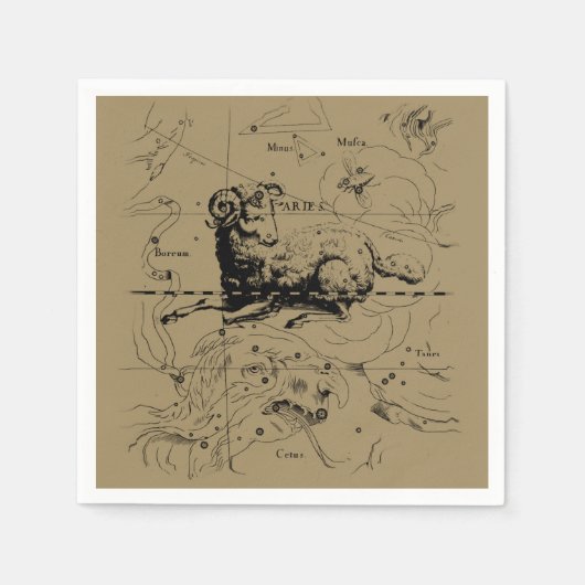 牡羊座ヘベリアス1690年3月21日 – 4月19日 スタンダードカクテルナプキン (正面)