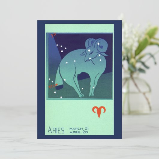 牡羊座ラム星座、ヴィンテージ〔占星術の〕十二宮図占星術 (スタンド正面)