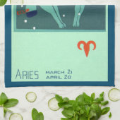 牡羊座ラム星座、ヴィンテージ〔占星術の〕十二宮図占星術 キッチンタオル (折り畳み)