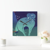 牡羊座ラム星座、ヴィンテージ〔占星術の〕十二宮図占星術 スクエア壁時計 (ホーム)