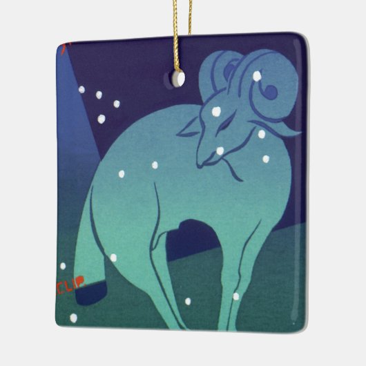 牡羊座ラム星座、ヴィンテージ〔占星術の〕十二宮図占星術 セラミックオーナメント (左)