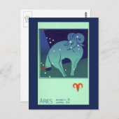 牡羊座ラム星座、ヴィンテージ〔占星術の〕十二宮図占星術 ポストカード (正面/裏面)