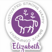 牡羊座ラム〔占星術の〕十二宮図星印の特徴パープルステッカー シール (正面)