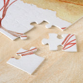 牡羊座ラム〔占星術の〕十二宮図赤い金ゴールド惑星の花 ジグソーパズル (側面)