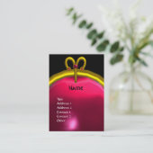 牡羊座ルビーモノグラム明るい黄色の黒の赤いピンク 名刺 (スタンド正面)