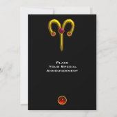 牡羊座ルビー、明るい黄色の黒の赤 招待状 (裏面)