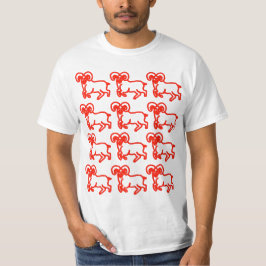 牡羊座レッドアウトラインラムTシャツ - 堂々たる牡羊座のエネルギー Tシャツ