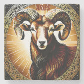 牡羊座占星術の徴候 ストーンコースター (正面)