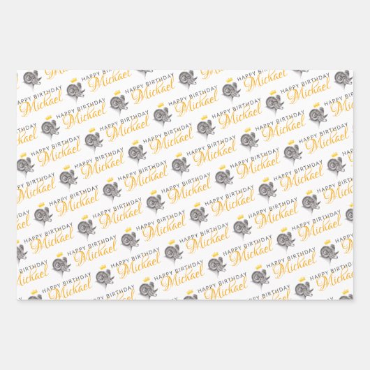 牡羊座誕生日〔占星術の〕十二宮図ビグーンラムアニマルアートクラウン ラッピングペーパーシート (正面3)