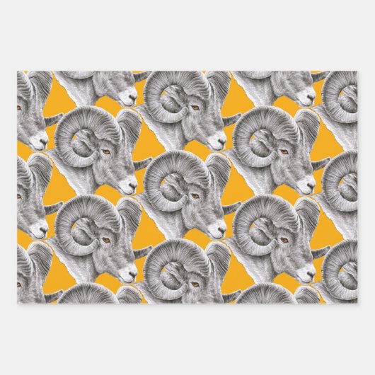 牡羊座誕生日〔占星術の〕十二宮図ビグーンラムアニマルアートクラウン ラッピングペーパーシート (正面)