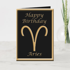 牡羊座金ゴールド記号ブラック誕生日グリーティングカード カード