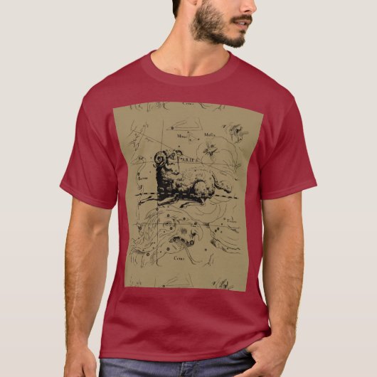 牡羊座1690年頃の地図ヘベリアス Tシャツ (正面)