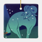 牡羊座 ラム星座 ヴィンテージ占星術 セラミックオーナメント (裏面)