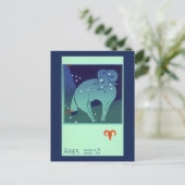 牡羊座 ラム 星座, ヴィンテージ 十二星座 占星術 ポストカード (スタンド正面)