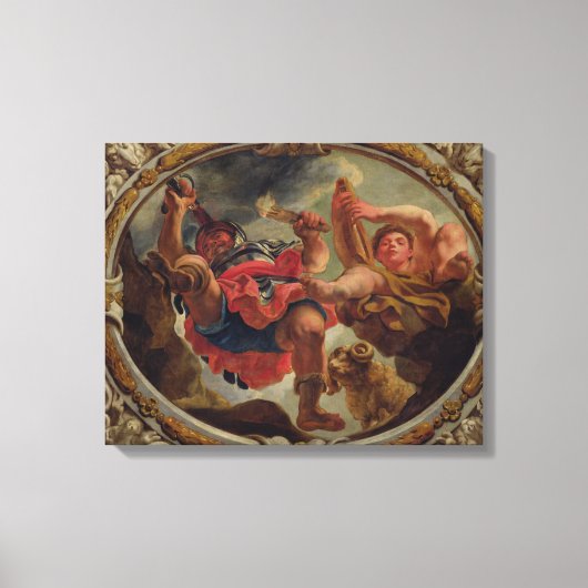 牡羊座、〔占星術の〕十二宮図のシンボルや象徴 キャンバスプリント (正面)