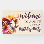 牡羊座〔占星術の〕十二宮図をテーマにした誕生日パーティーウェルカムサイン 横断幕 (横)