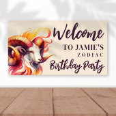 牡羊座〔占星術の〕十二宮図をテーマにした誕生日パーティーウェルカムサイン 横断幕