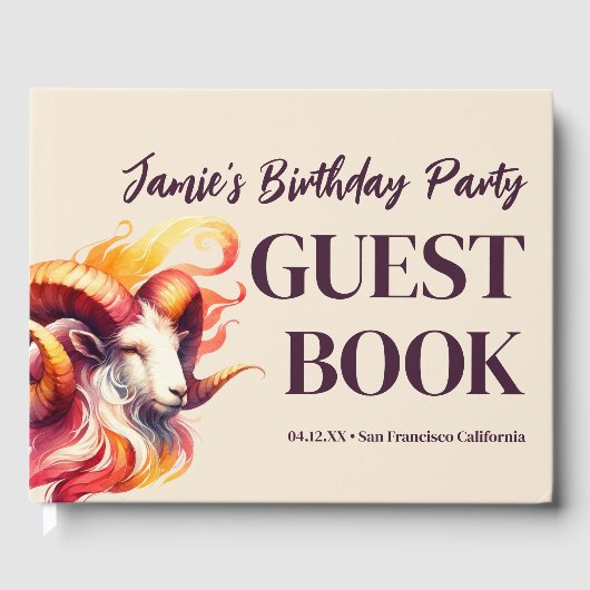牡羊座〔占星術の〕十二宮図をテーマにした誕生日パーティー ゲストブック (正面)