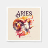 牡羊座〔占星術の〕十二宮図をテーマにした誕生日パーティー スタンダードカクテルナプキン (正面)