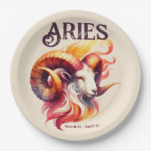 牡羊座〔占星術の〕十二宮図をテーマにした誕生日パーティー ペーパープレート (正面)