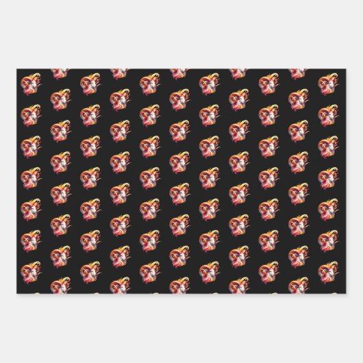 牡羊座〔占星術の〕十二宮図をテーマにした誕生日パーティー ラッピングペーパーシート (正面2)