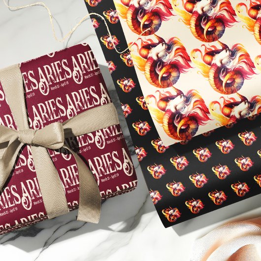 牡羊座〔占星術の〕十二宮図をテーマにした誕生日パーティー ラッピングペーパーシート
