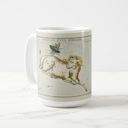 牡羊座〔占星術の〕十二宮図アンティーク天文図 コーヒーマグカップ (正面左)