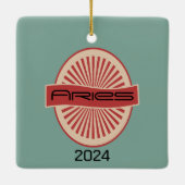 牡羊座〔占星術の〕十二宮図クリスマスオーナメントレトロデザイン セラミックオーナメント (裏面)