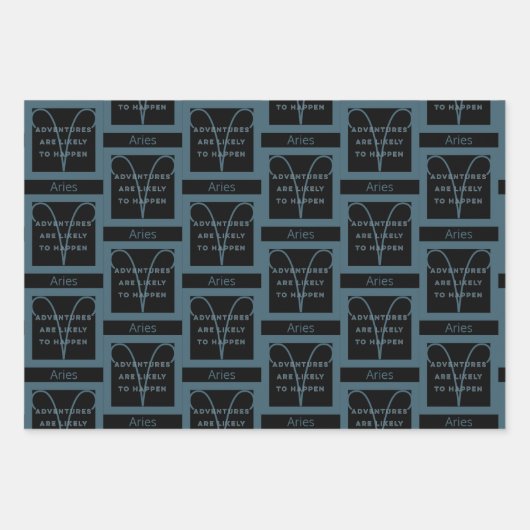 牡羊座〔占星術の〕十二宮図サインおもしろい引用文インブルー文字誕生日 ラッピングペーパーシート (正面3)