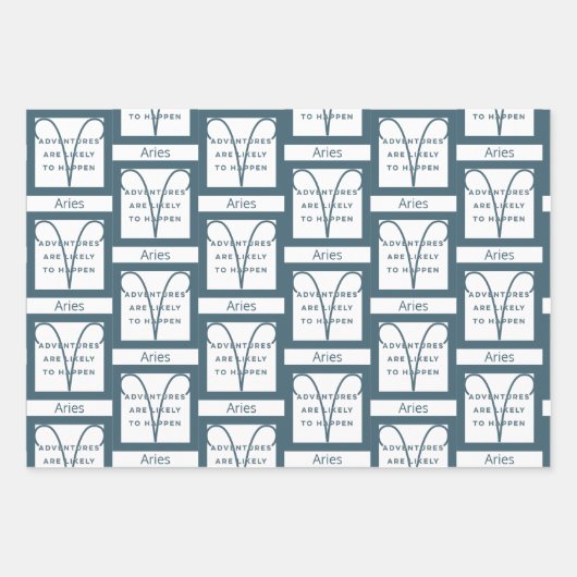 牡羊座〔占星術の〕十二宮図サインおもしろい引用文インブルー文字誕生日 ラッピングペーパーシート (正面)