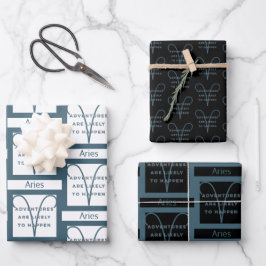 牡羊座〔占星術の〕十二宮図サインおもしろい引用文インブルー文字誕生日 ラッピングペーパーシート