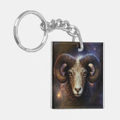 牡羊座〔占星術の〕十二宮図サインウォーター色デザイン キーホルダー (正面左)