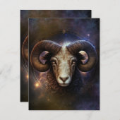 牡羊座〔占星術の〕十二宮図サインウォーター色デザイン ノートカード (正面/裏面)