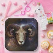 牡羊座〔占星術の〕十二宮図サインウォーター色デザイン ペーパープレート (パーティー)