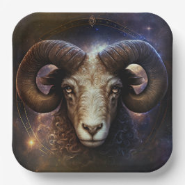 牡羊座〔占星術の〕十二宮図サインウォーター色デザイン ペーパープレート