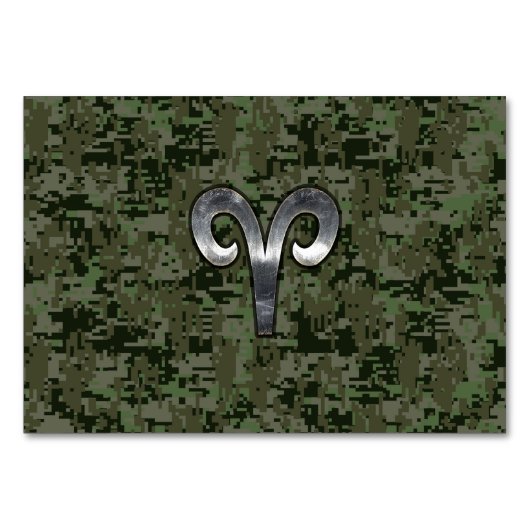 牡羊座〔占星術の〕十二宮図サインオンウッドランドグリーンデジタル迷彩柄 テーブルナンバー (正面)